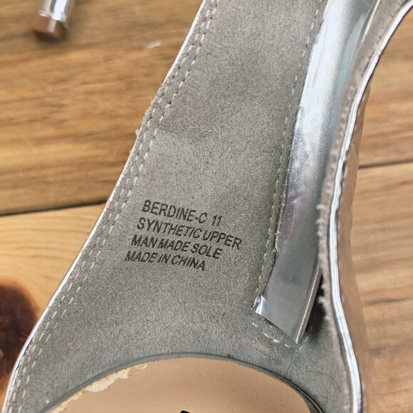 Bebe Berdine Metallic Silver Clear Ankle Strap Stiletto Heel Size 11 - Picture 6 of 6